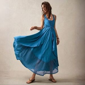 Teal Lace Patchwork Maxi Dress